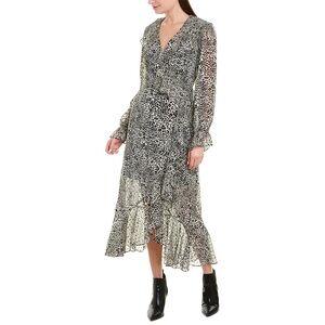 BCBGMAXAZRIA Leopard Print Ruffle Wrap Dress